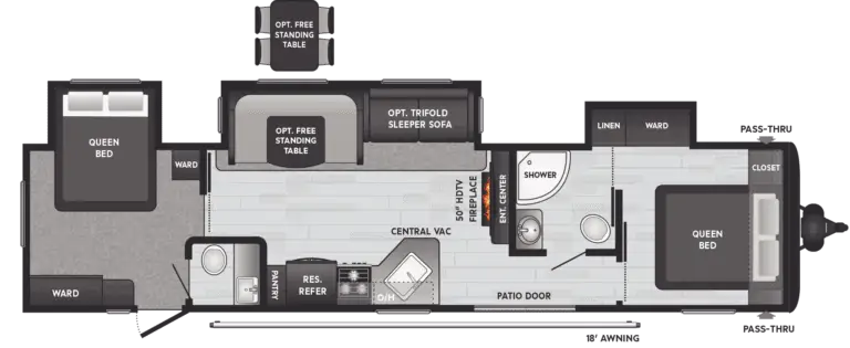 travel trailer with bunks and queen bed